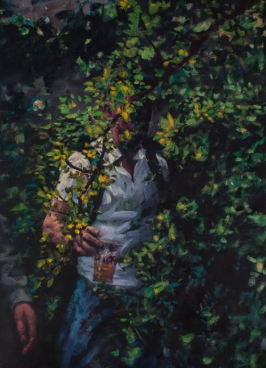 A beer in forest, oil on canvas, 70x90 cm, 2014