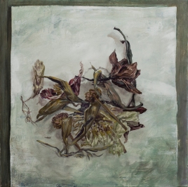 Dry flowers, acrylics and oil on canvas, 80 X 80 cm, 2016